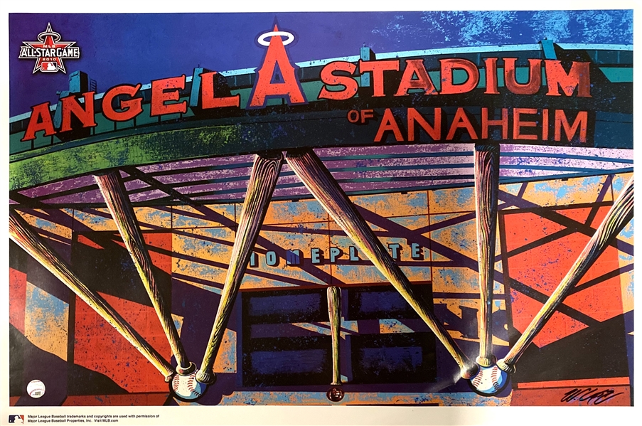 Anaheim Angel Stadium Glossy Art Lithograph Signed by Artist Bill Lopa