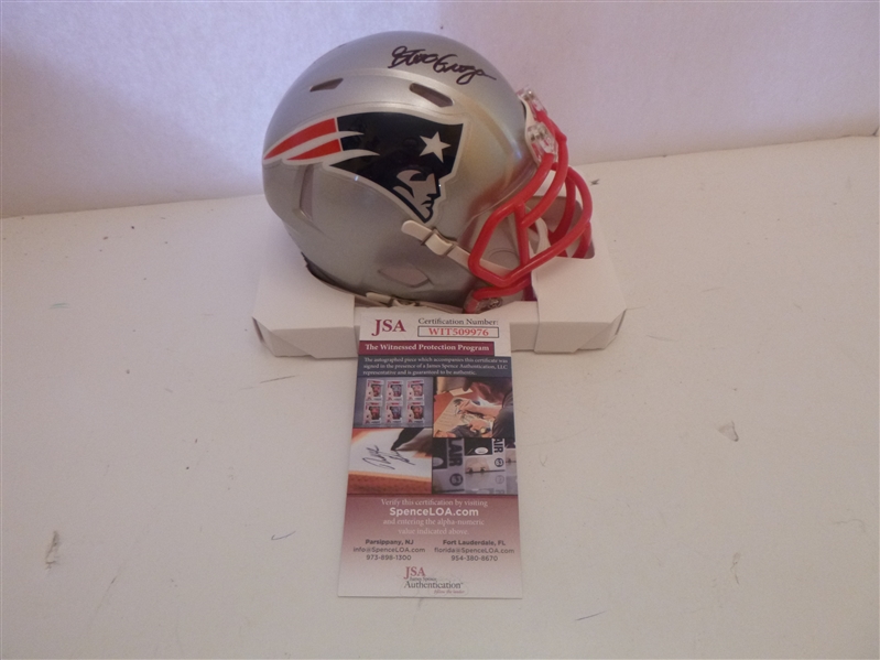 New England Patriots Retired QB Steve Grogan Signed Speed Mini Helmet 