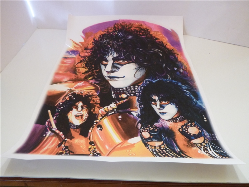 ROCK N ROLL BAND KISS DRUMMER ERIC CARR LITHOGRAPH UNSIGNED 24" X 17.5"