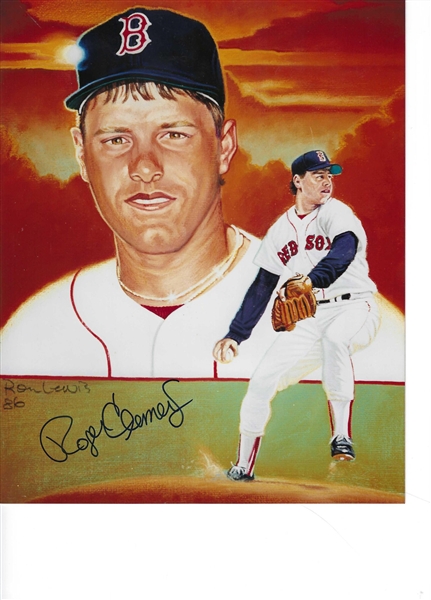 Boston Redsox Roger Clemens Signed 8x10 Ron Lewis 1986 Photo - Extra innings Cert.