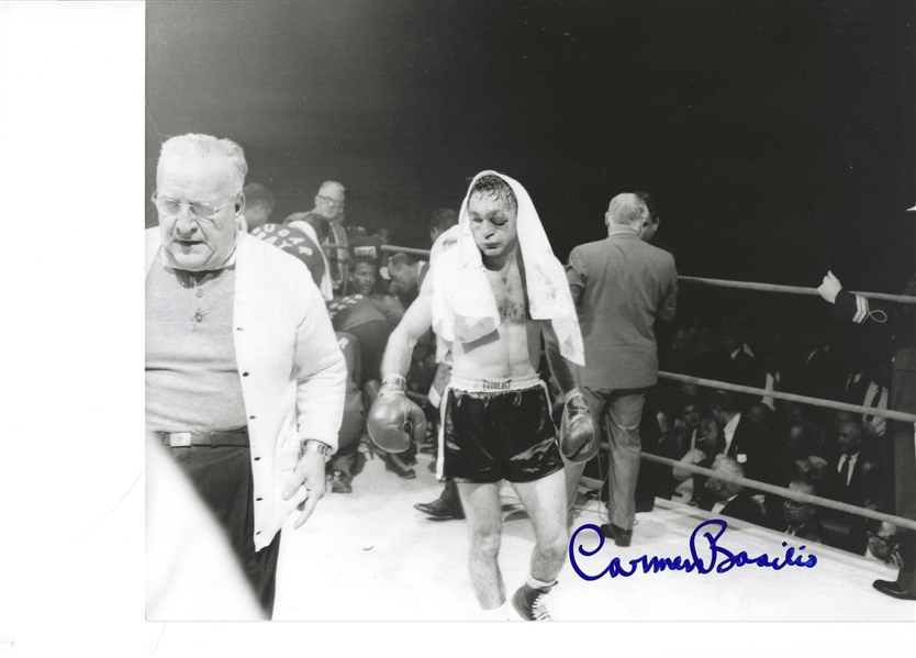 Boxer Carmen Basilio Signed 8x10 B/W Photo 