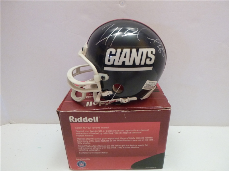 New York Giants Ike Hillard Signed Replica Mini Helmet 
