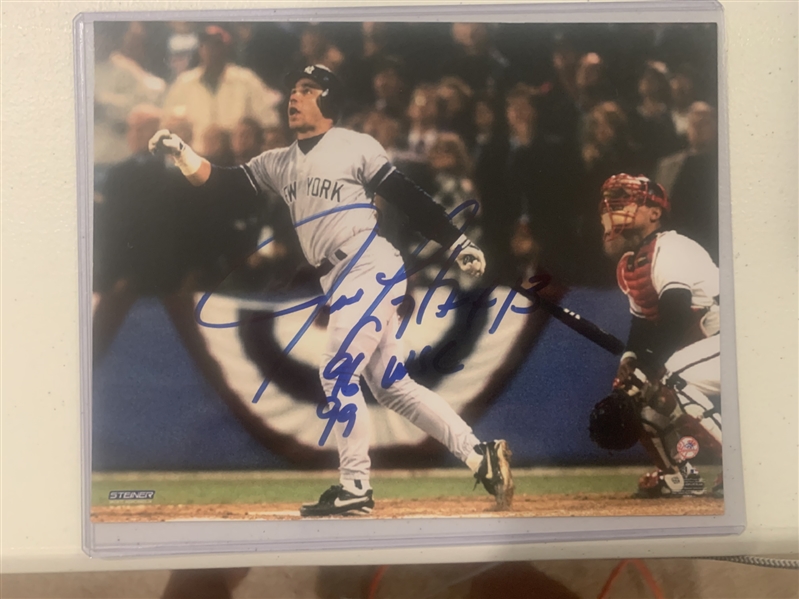 New York Yankees Jim Leyritz Signed 8x10 Photo With Inscription - PIFA Cert 