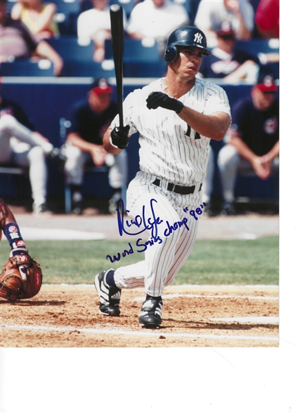 New York Yankees Ricky Ledee Signed 8x10 Photo With World Series Champ "98"
