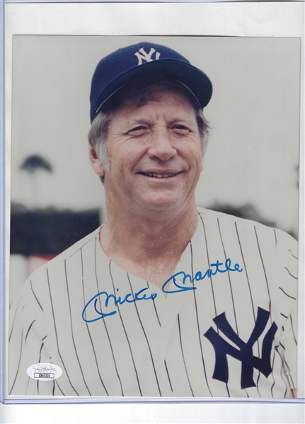 New York Yankees Mickey Mantle Signed 8x10 Photo-JSA Full Letter