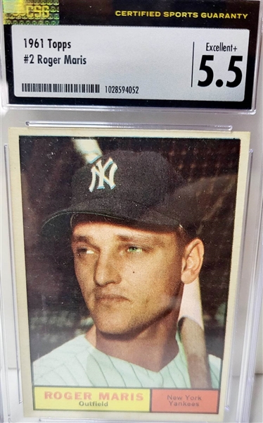 New York Yankees Roger Maris 1961 Topps 5.5 Graded Baseball Card #2