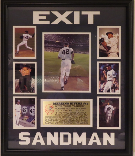NEW YORK YANKEES MARIANO RIVERA EXIT SANDMAN UNSIGNED FRAMED COLLAGE 