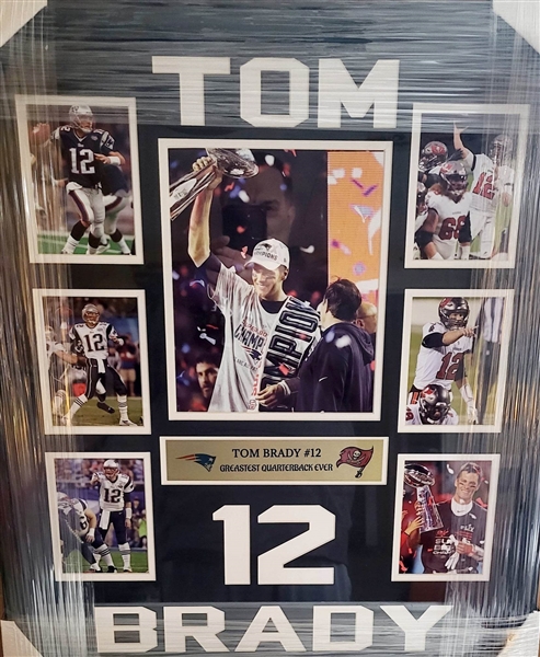THE GREATEST QB EVER TOM BRADY UNSIGNED FRAMED COLLAGE 