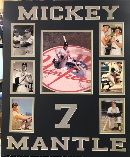 NEW YORK YANKEES UNSIGNED MICKEY MANTLE FRAMED COLLAGE 