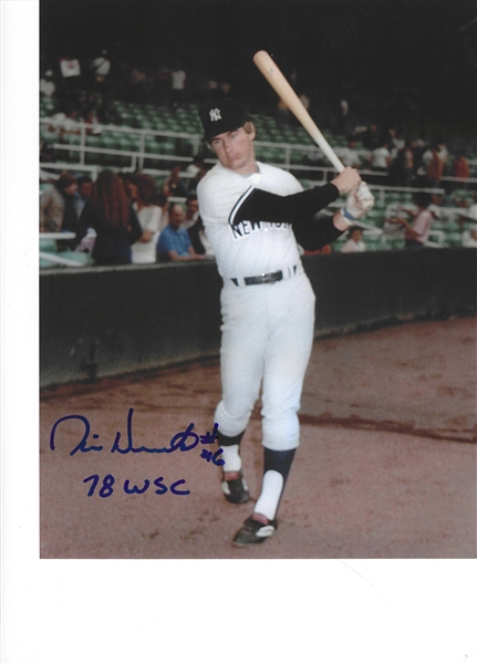 NEW YORK YANKEES MIKE HEATH SIGNED 8X10 PHOTO WITH 78 WSC INSCRIPTION