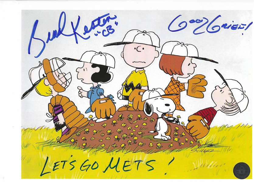 PEANUTS GANG 8X10 PHOTO SIGNED BY THE VOICE OF CHARLIE BROWN BRAD KESTEN - LETS GO METS  