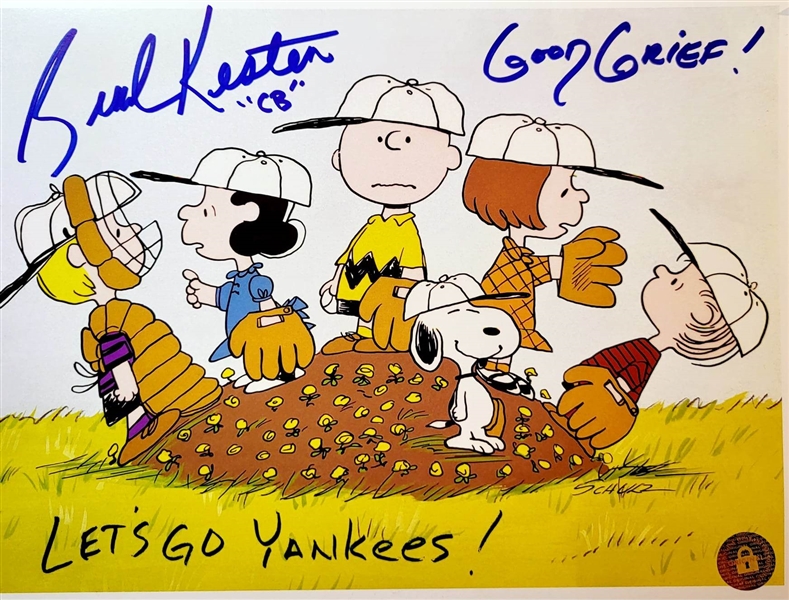 PEANUTS GANG 8X10 PHOTO SIGNED BY THE VOICE OF CHARLIE BROWN BRAD KESTEN -LETS GO YANKEES  