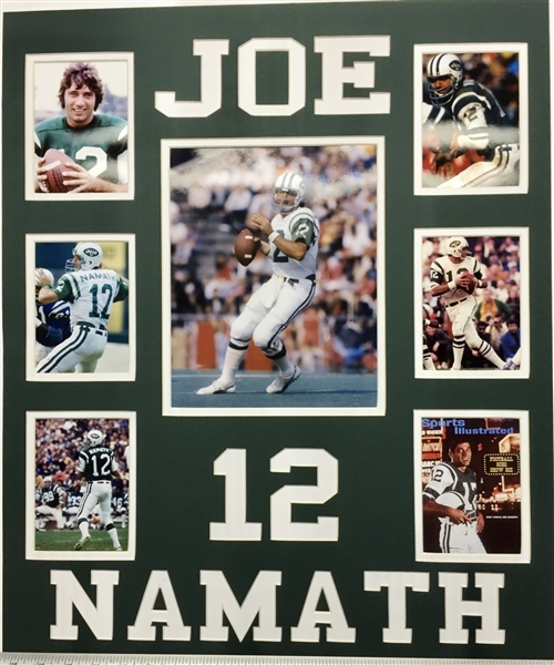 New York Jets Joe Namath Unsigned Framed Collage 22"x27"