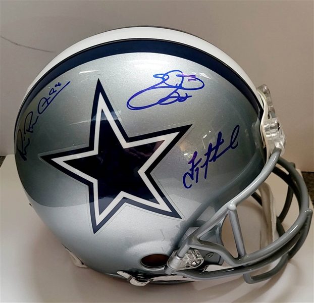 Dallas Cowboys Pro Full Size Helmet Signed By Troy Aikman,Emmitt Smith,Michael Irvin