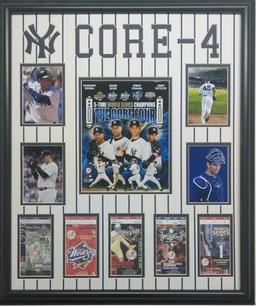 New York Yankees Core Four Unsigned Framed Collage 22" x 27"