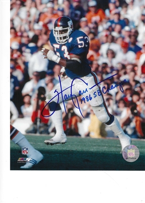 New York Giants Harry Carson Signed 8x10 Photo With 1986 SB Champs Inscription
