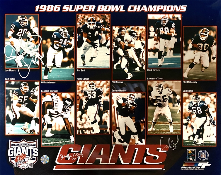 New York Giants 1986 Super Bowl Champs 8x10 Photo Signed By Jerome Sally, Joe Morris, Carl Banks  