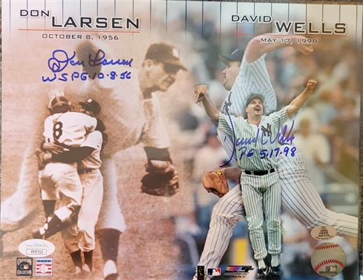 New York Yankees Don Larsen & David Cone Dual Signed 8x10 Photo With Pg Inscriptions--JSA 