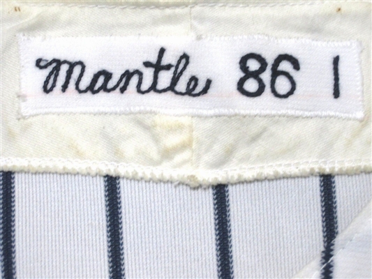 Mickey Mantle Signed Game Used Worn 1986 Yankees Old Timer's Day Jersey.