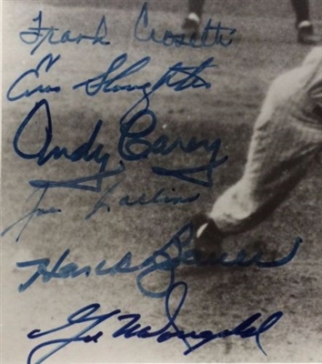 1956 WS Champs Yankees Team Signed Framed Photo & 7 Original Tickets, Mantle JSA