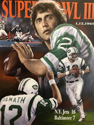 NY Jets Joe Namath Original Sports Art, Doo S. Oh Artist.