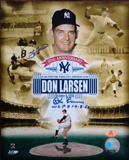Yankees Don Larsen & Yogi Berra Dual Signed 8x10 50th Anniversary WSPG Photo WYWHP No Reserve