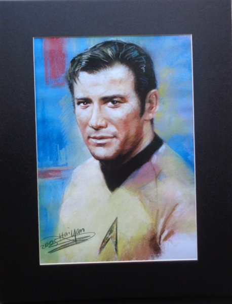 Star Trek Capt. Kirk William Shatner Fine Art Print by Wang Haiyan Matted & Ready to Frame No Reserve