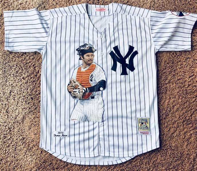 NY Yankees Thurman Munson Hand Painted Jersey By Artist Doo S. Oh.