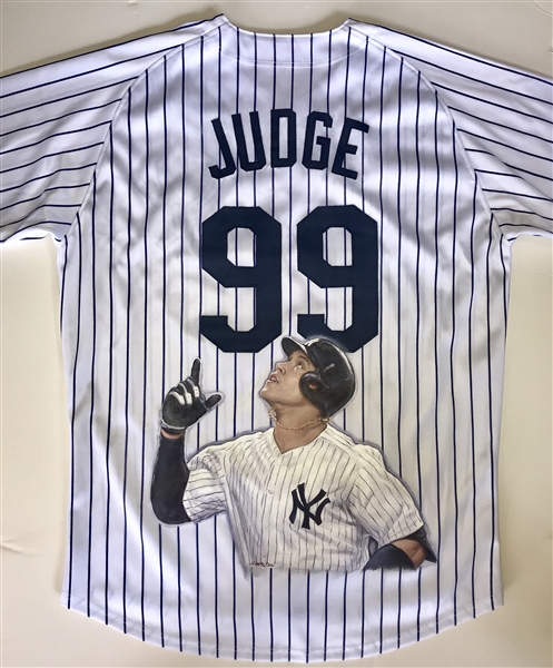 NY Yankees Aaron Judge Hand Painted Jersey by Artist Doo S. Oh