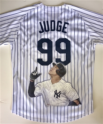 NY Yankees Aaron Judge Hand Painted Jersey by Artist Doo S. Oh