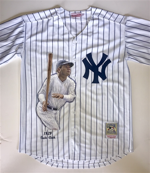 NY Yankees Babe Ruth Hand Painted Jersey by Artist Doo S. Oh