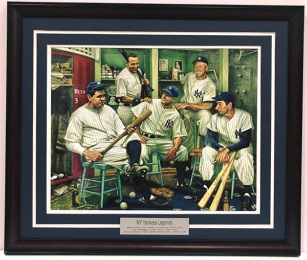 Lot Detail - NY Yankees Legends Framed 8x10 with plaque: Ruth ~ Mantle ...