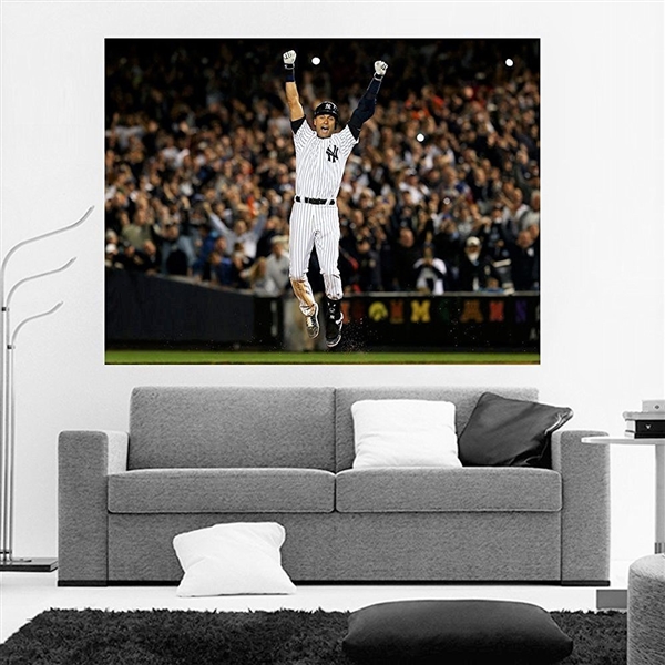 Derek Jeter Final Game Walk Off Hit Huge 32 x 24 Print on Canvas NY Yankees NO RESERVE