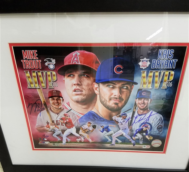 Mike Trout and Kris Bryant Dual Signed 2016 MVP Limited Edition Framed 11x14 Photo LE /16 MLB Authenticated 
