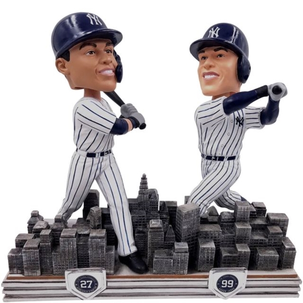 Giancarlo Stanton and Aaron Judge NY Yankees Dual hand Painted Bobbleheads MLB No Reserve