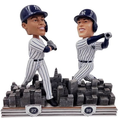 Giancarlo Stanton and Aaron Judge NY Yankees Dual hand Painted Bobbleheads MLB No Reserve