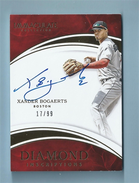 XANDER BOGAERTS RED SOX 2016 PANINI IMMACULATE DIAMOND AUTOGRAPH ON CARD /99 No Reserve