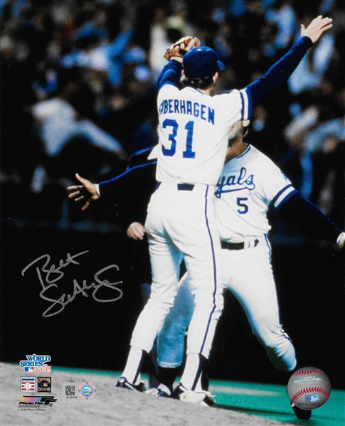 Bret Saberhagen Kansas City Royals Autographed 8x10 WS Celebration Photo MLB Authenticated