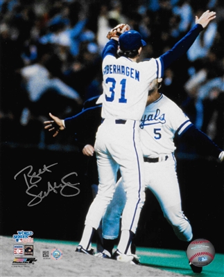 Bret Saberhagen Kansas City Royals Autographed 8x10 WS Celebration Photo MLB Authenticated