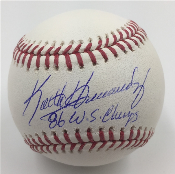 Keith Hernandez NY Mets Autographed OML Baseball with Inscription "86 WS Champs" MLB Authenticated 