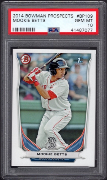  MOOKIE BETTS RED SOX 2014 BOWMAN 1st PROSPECTS CARD PSA 10 GEM MINT No Reserve