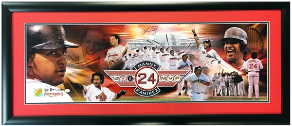 Manny Ramirez Boston Red Sox Autographed Framed Big 36x12 Panaramic Collage VERY NICE! MLB Authenticated