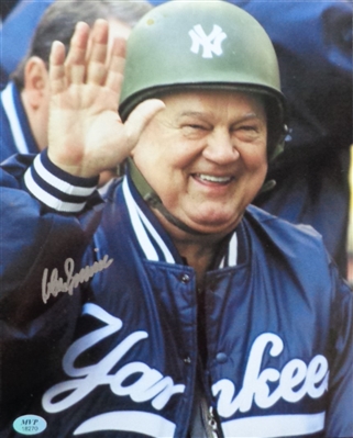 Don Zimmer Signed Famous 8x10 Photo of him in Yankees Army Helmet MVP COA No Reserve