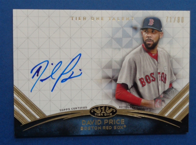 David Price Red Sox Signed 2018 Topps Tier One Auto on Card  /80 NO RESERVE