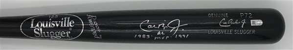Cal Ripken Jr. Signature w/ "1983 & 1991 AL MVP" Inscription on a Game Model Louisville Slugger BLACK Bat MLB Authenticated