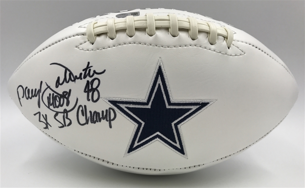 Daryl Johnston Autographed Dallas Cowboys Logo Football with "3X SB Champ" Inscription MLB Authenticated