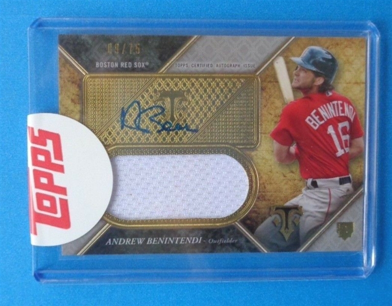 Andrew Benintendi Red Sox 2017 Topps Tribute Gold Jumbo Relic & Auto Rookie RC /75 No Reserve!