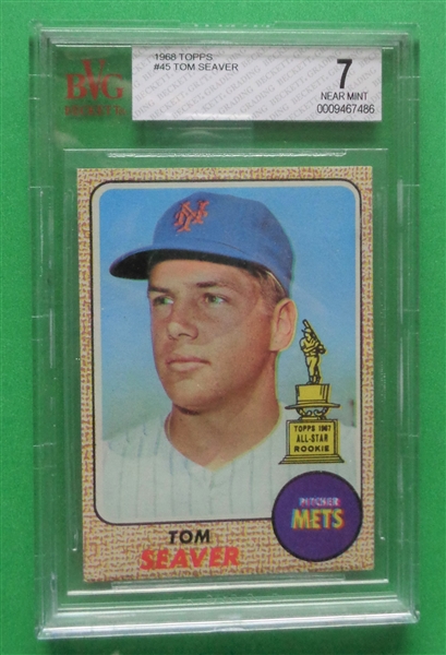 1968 Topps Tom Seaver Mets Card #45 All-Star Rookie BVG 7 NM ~ NO RESERVE
