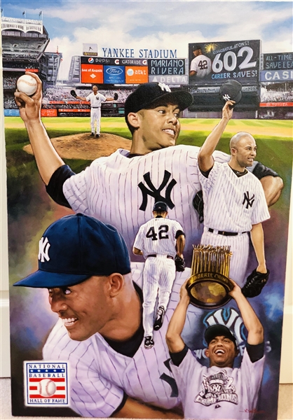 "UNANIMOUS GOAT" HOFer Mariano Rivera original by artist Doo S. Oh.