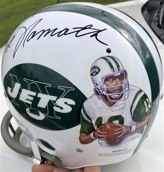 NY Jets Joe Namath Signed 1969 Retro Style Helmet Hand Painted By Artist Doo S. Oh. Namath Hologram Its a 1/1